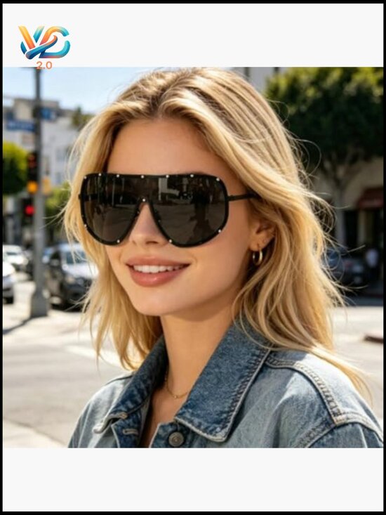 Oversized Vintage Sunglasses Polarized UV400 Shield Goggle Eyewear Unisex main image 6